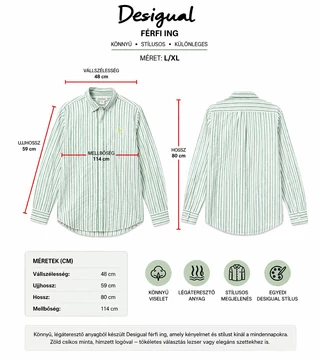 Desigual férfi csíkos ing L/XL - zöld-fehér, hosszított fazon (Bolti ár: 52.000 Ft)