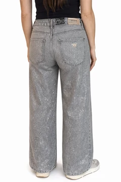 Guess csillogó szürke wide leg farmer - W27 - L34  - magas derekú, palazzo fazon
