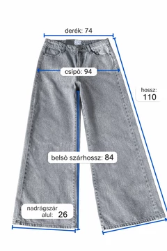 Guess csillogó szürke wide leg farmer - W27 - L34  - magas derekú, palazzo fazon