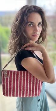 Guess piros csíkos shopper táska szett  (Bolti ára: 66.000 Ft)