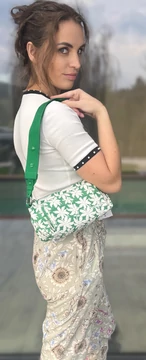 Desigual zöld-fehér mintás crossbody táska