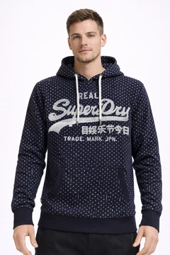 Superdry férfi pulóver - indigó hatású kapucnis hoodie 