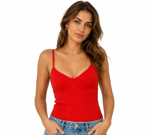 Vero Moda Fiery Red Bordázott Pántos Top