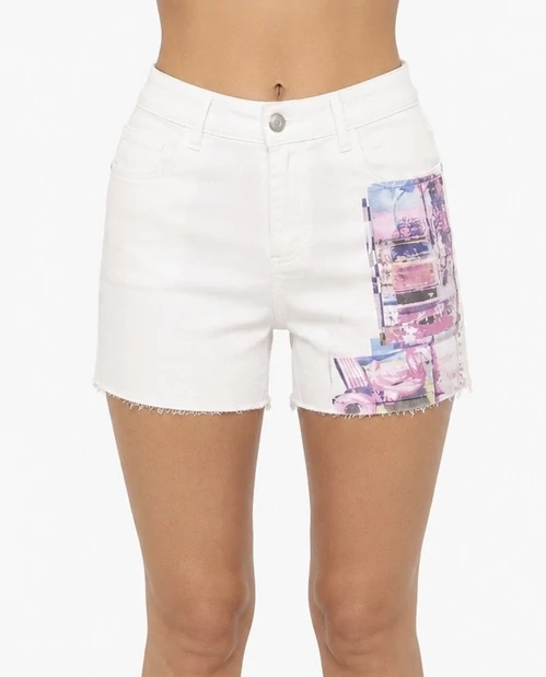 Desigual fehér mintás farmer rövidnadrág