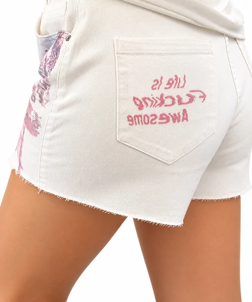 Desigual fehér mintás farmer rövidnadrág
