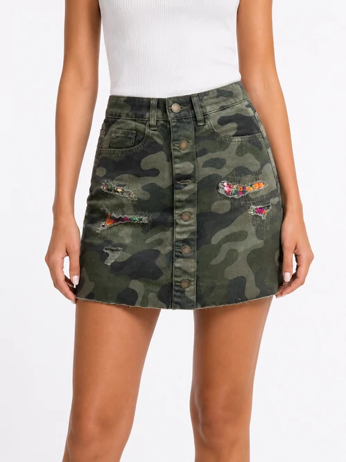 Desigual Fal Duna terepmintás farmerszoknya 