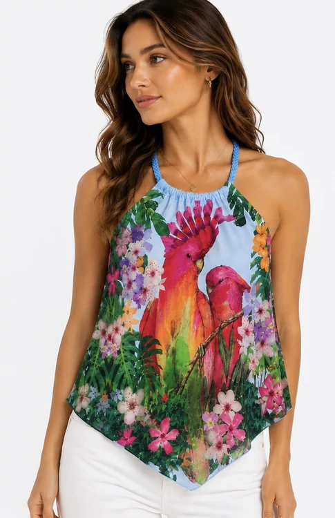 Desigual Tropical Paradise Papagáj Mintás Női Top