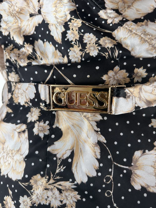 Guess Virágmintás Ruha Arany Guess Övcsattal
