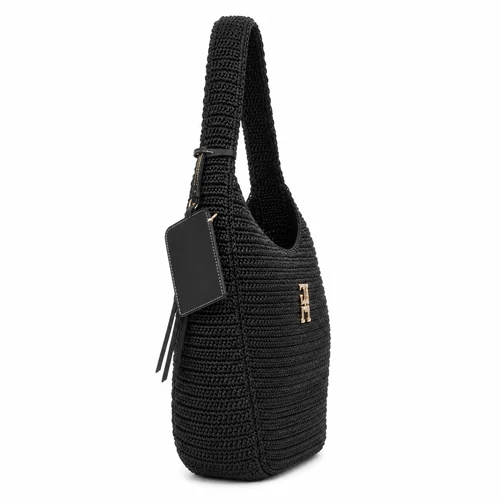 Tommy Hilfiger Raffia Hobo fekete fonott válltáska