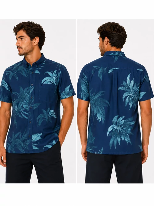 Tommy Hilfiger Tropical Palm Premium Rövid Ujjú Férfi Ing