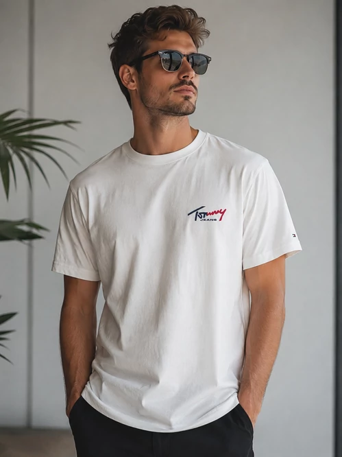 Tommy Jeans férfi fehér logós póló