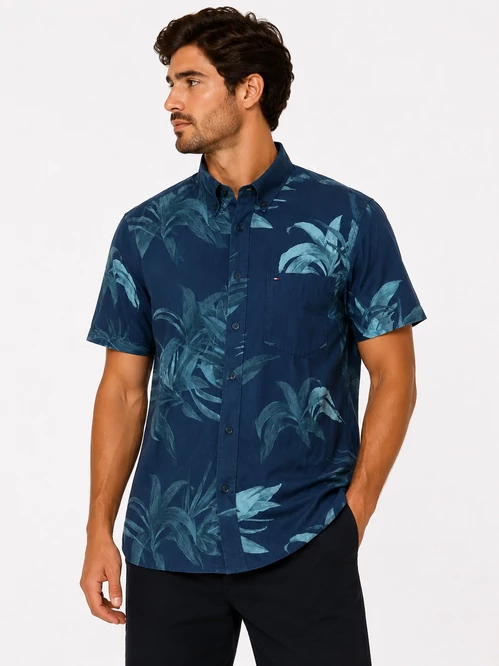 Tommy Hilfiger Tropical Palm Premium Rövid Ujjú Férfi Ing