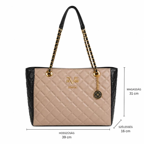 19V69 by Versace Lou Shopper Taupe-Fekete Női Válltáska