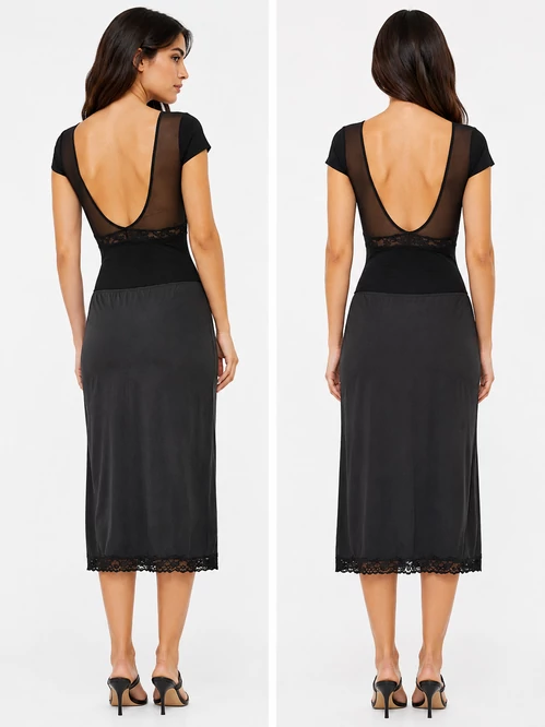 Vero Moda Rasmine csipkebetétes midi szoknya