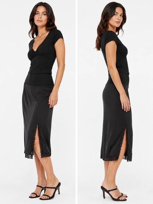Vero Moda Rasmine csipkebetétes midi szoknya