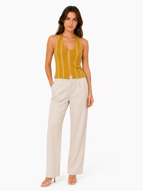 Vero Moda Berta Harvest Gold csíkos nyakpántos top