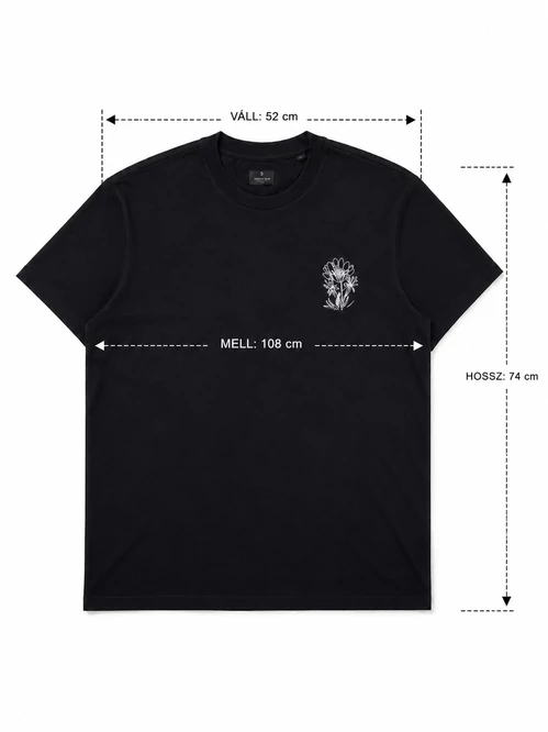 Jack &amp; Jones Premium Floral Black Wide Fit férfi póló 