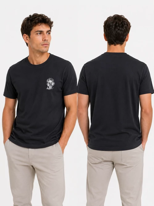 Jack &amp; Jones Premium Floral Black Wide Fit férfi póló 
