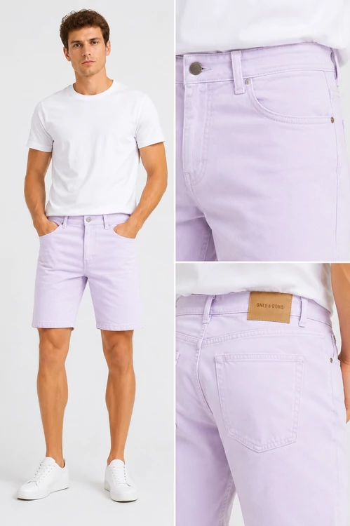 Only &amp; Sons Misty Lilac férfi rövidnadrág - Loose Fit - L -
