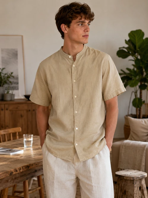 Jack &amp; Jones Urban Edge Beige Rövid Ujjú Ing 