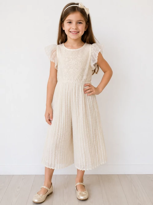 Mayoral pliszírozott alkalmi overál - Ivory Elegance
