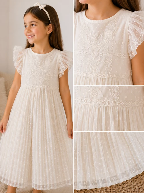 Mayoral pliszírozott alkalmi overál - Ivory Elegance