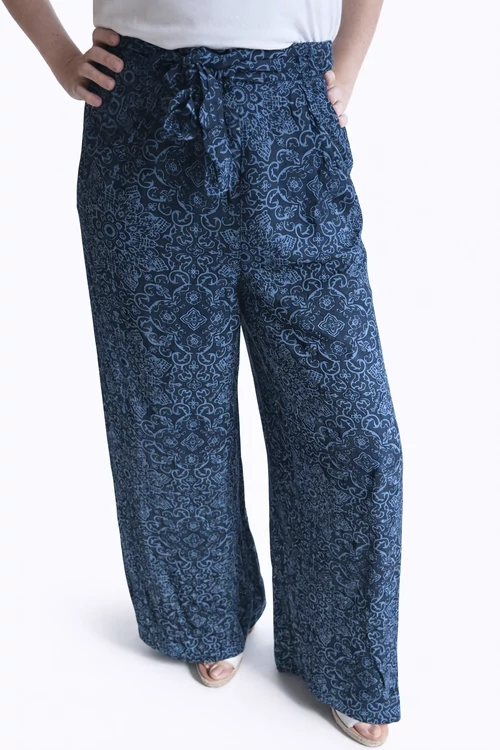Pepe Jeans mintás, könnyed nyári nadrág - magas derekú, bő szárú - XS -