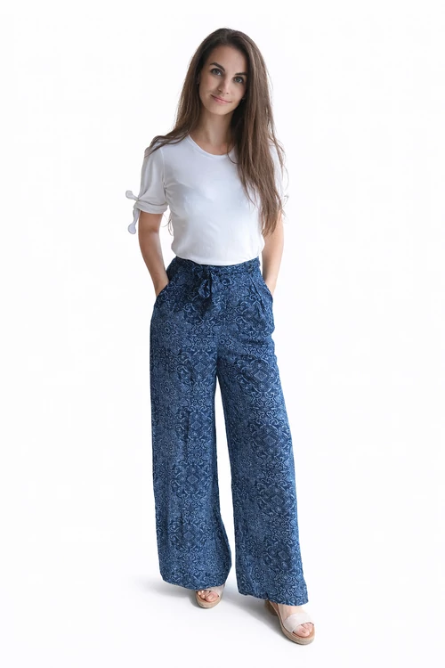 Pepe Jeans mintás, könnyed nyári nadrág - magas derekú, bő szárú - XS -