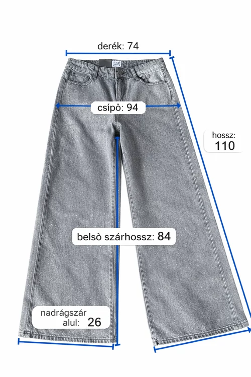 Guess csillogó szürke wide leg farmer - W27 -(S)  - magas derekú, palazzo fazon