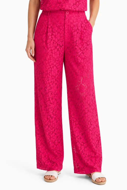 Desigual pink csipke wide leg nadrág - magas derekú - L