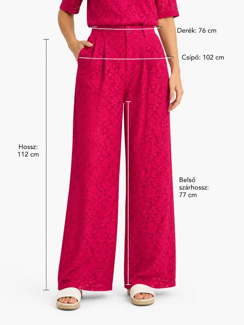 Desigual pink csipke wide leg nadrág - magas derekú - L