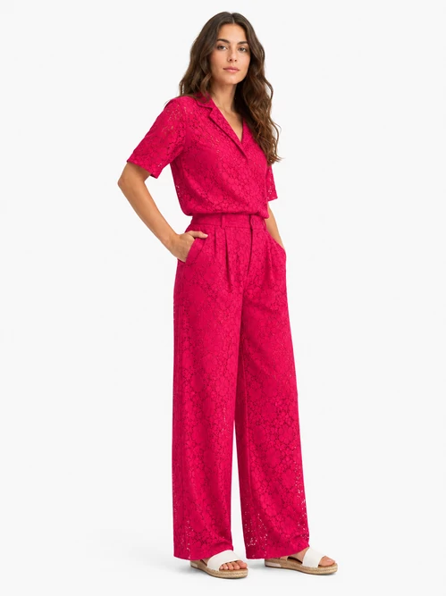 Desigual pink csipke wide leg nadrág - magas derekú - L