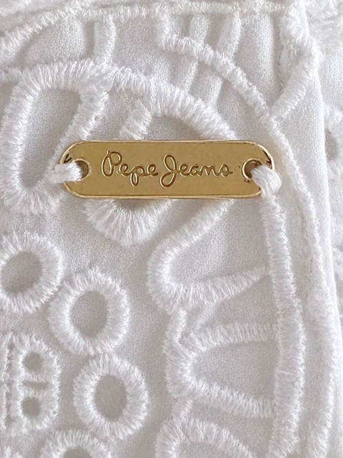 PEPE JEANS fehér csipke női nadrág – elegáns, nyári darab (S méret)