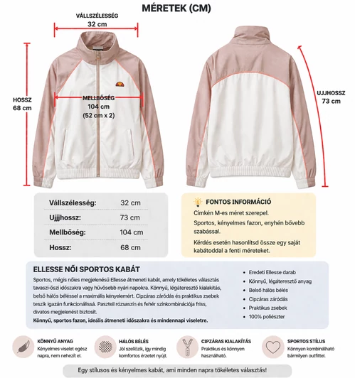 Ellesse női sportos átmeneti kabát M-es 