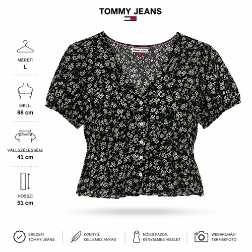 Tommy Jeans virágmintás női blúz - fekete - L