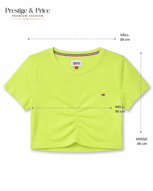 Tommy Jeans neonzöld ráncolt crop póló