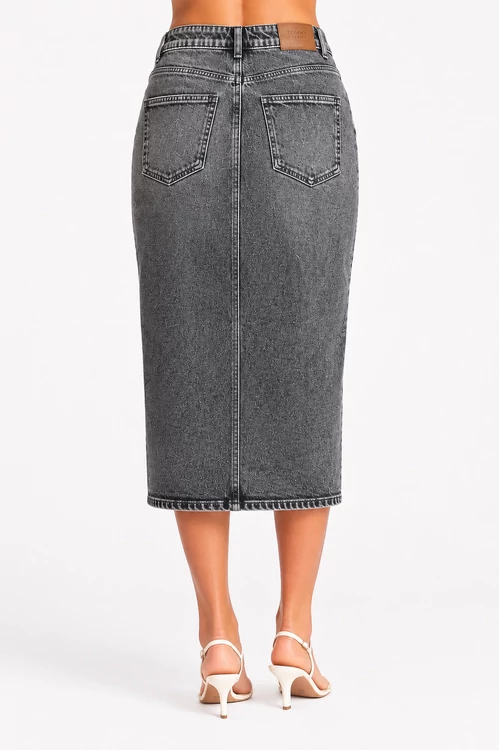Vero Moda szürke farmerszoknya hasítékkal -M