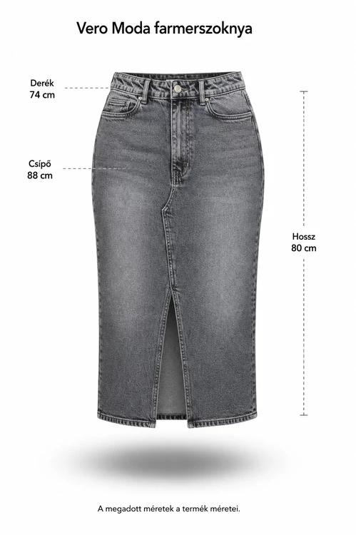 Vero Moda szürke farmerszoknya hasítékkal -M