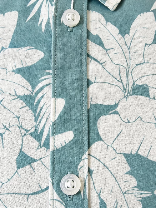 Tom Tailor Palm Breeze fiú ing - türkiz pálmaleveles mintával  -152