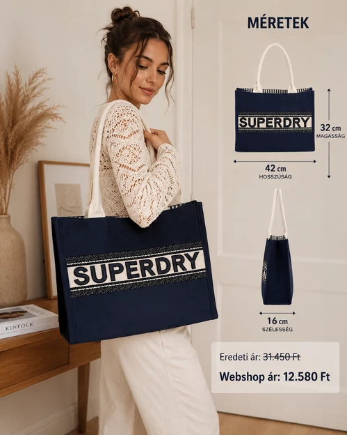 Superdry Shopper Tote táska – navy/krém