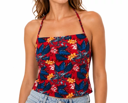 Tommy Jeans női trópusi mintás pántos top