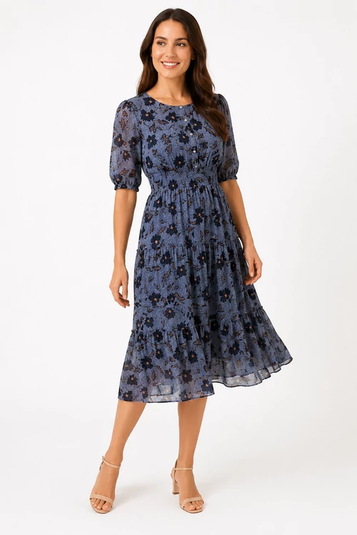 Pepe Jeans Blue Bloom Maxi Ruha - S