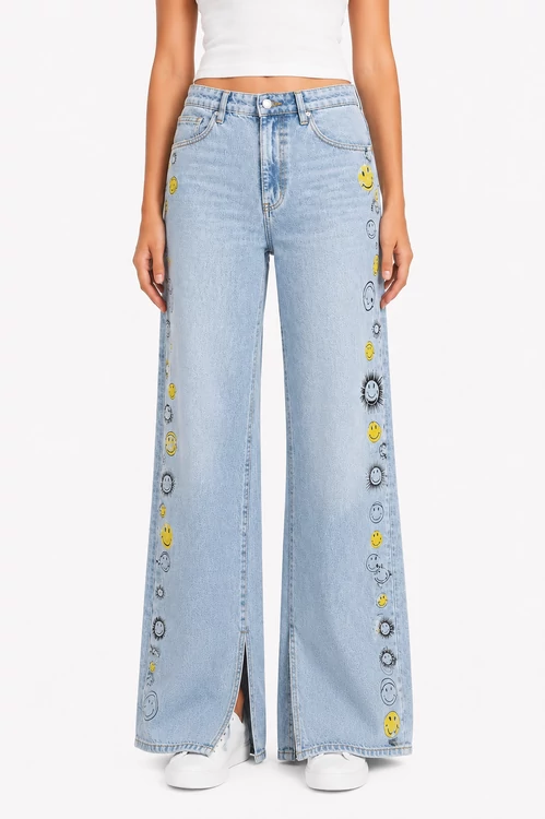 Desigual Smile Wide Leg Farmernadrág - 38- (S/M)