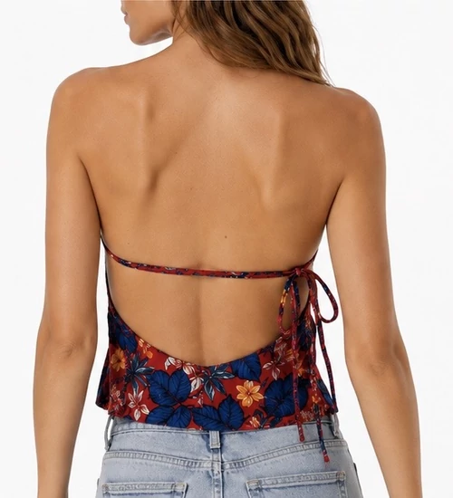 Tommy Jeans női trópusi mintás pántos top