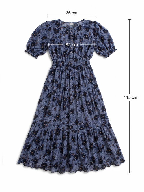 Pepe Jeans Blue Bloom Maxi Ruha - S