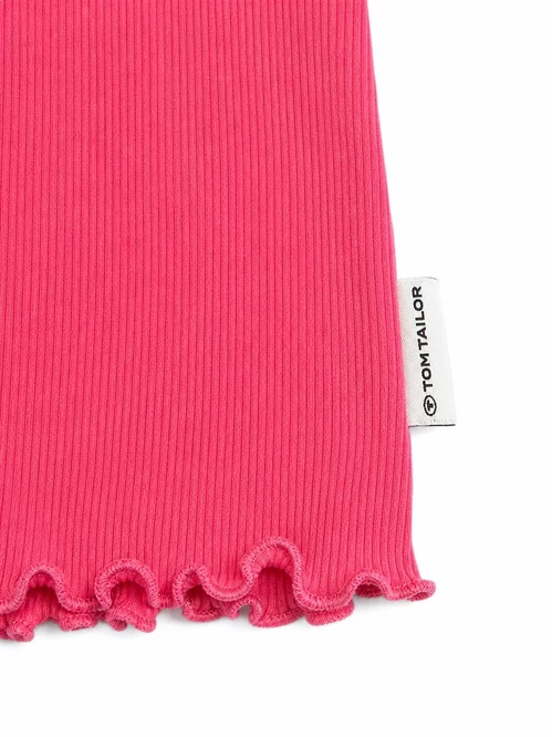 Tom Tailor bordázott rövid fazonú lány póló - pink (152)