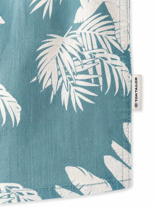 Tom Tailor Palm Breeze fiú ing - türkiz pálmaleveles mintával  -152