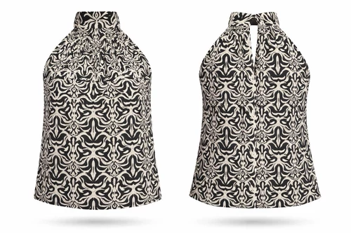 Desigual fekete-fehér mintás halter nyakú felső - S