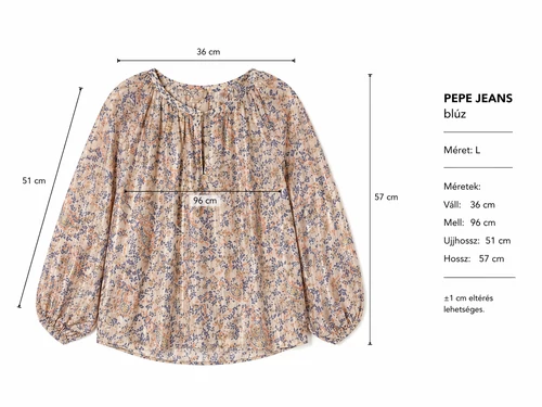 Pepe Jeans mintás női blúz – könnyed, arany szálas, L-es méret