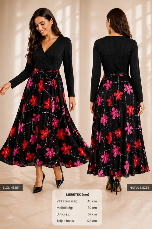 Desigual átlapolós krepp maxi ruha -XL-